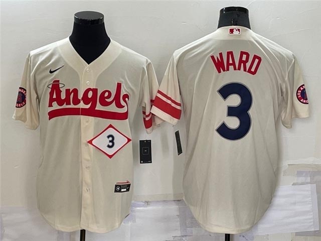 Men's Los Angeles Angels #3 Taylor Ward Cream 2022 City Connect with front Number Cool Base Jersey