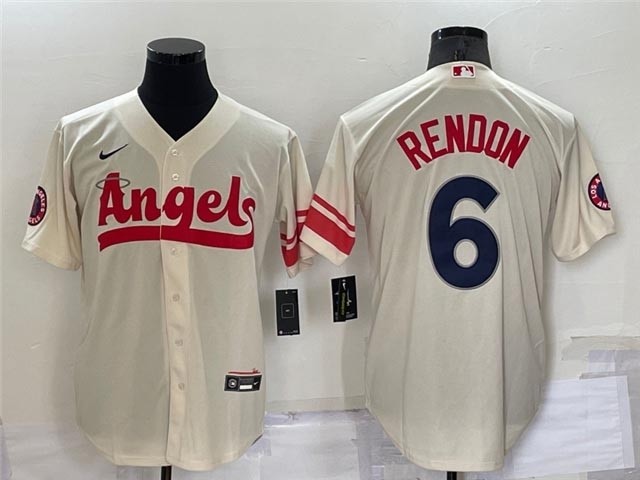 Men's Los Angeles Angels #6 Anthony Rendon Cream 2022 City Connect Cool Base Jersey