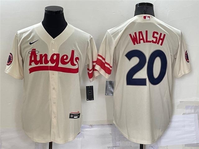 Men's Los Angeles Angels #20 Jared Walsh Cream 2022 City Connect Cool Base Jersey