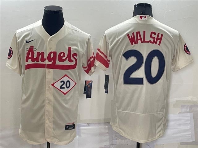 Men's Los Angeles Angels #20 Jared Walsh Cream 2022 City Connect Flex Base Jersey