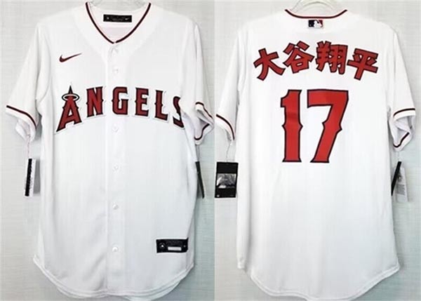 Men's Los Angeles Angels #17 大谷翔平 White Cool Base Stitched Jersey