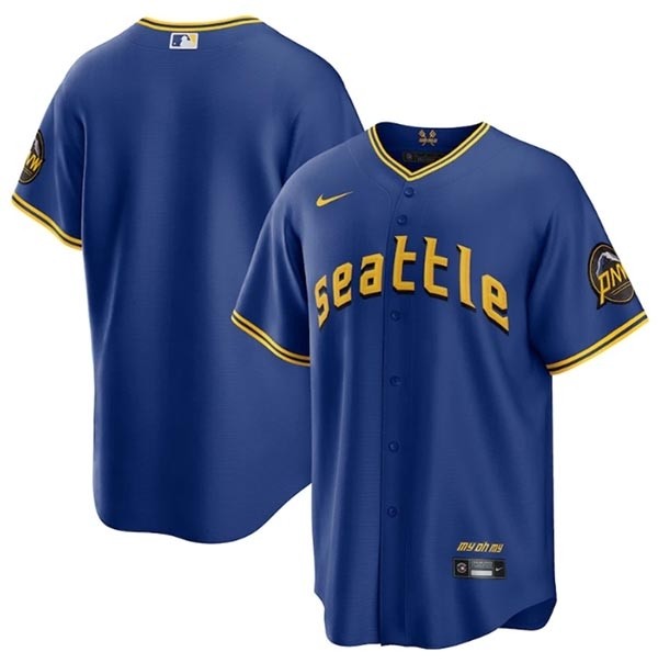 Men's Seattle Mariners Active Player Custom Royal 2023 City Connect Cool Base Stitched Baseball Jersey(Name and number remark in comment column)