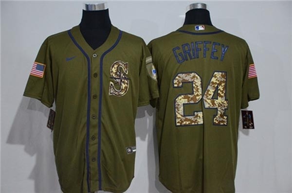 MLB Seattle Mariners #24 Ken Griffey Jr. Olive 2020 Nike Cool Base Jersey