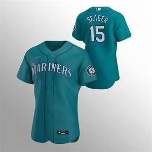 Men's Seattle Mariners #15 Kyle Seager Nike Aqua Alternate 2020 Authentic Player MLB Jersey