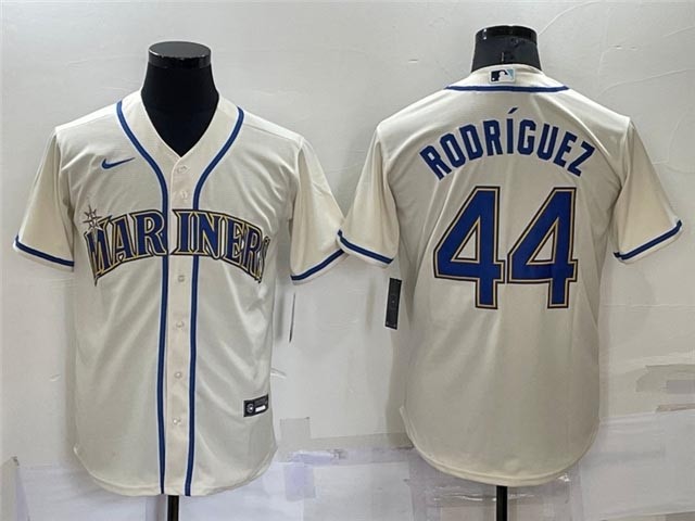 Men's Seattle Mariners #44 Julio Rodriguez Cream Cool Base Jersey