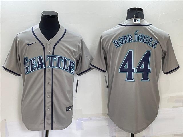 Men's Seattle Mariners #44 Julio Rodriguez Gray Cool Base Jersey