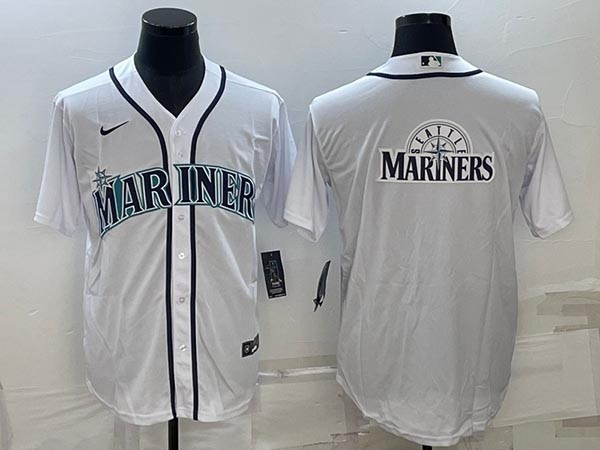 Men's Seattle Mariners White Team Big Logo Cool Base Stitched Jersey