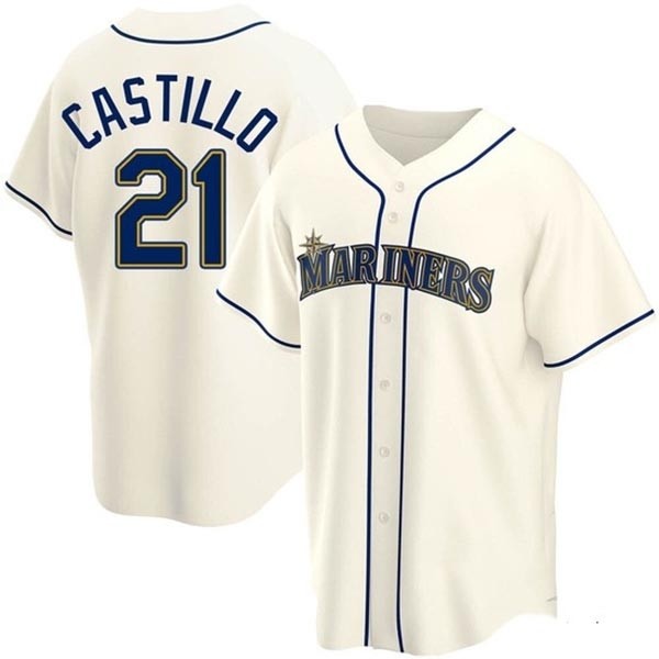 Men's Seattle Mariners #21 Luis Castillo Authentic Cream Alternate Jerseys