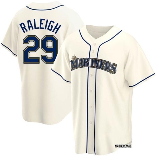 Men's Seattle Mariners #29 Cal Raleigh Cream Authentic Alternate Jerseys