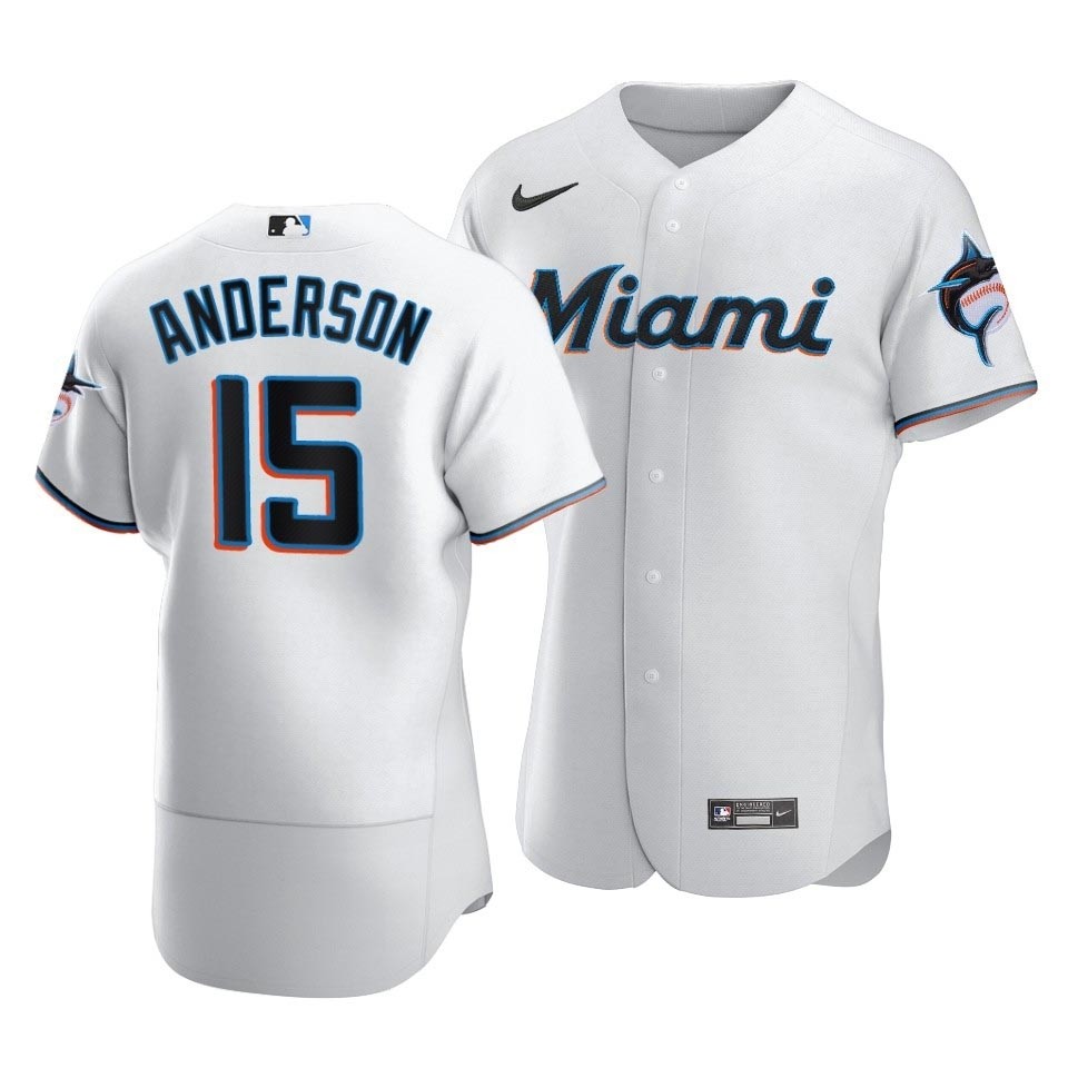 Men's Miami Marlins #15 Brian Anderson Nike White Home 2020 Authentic Player MLB Jersey