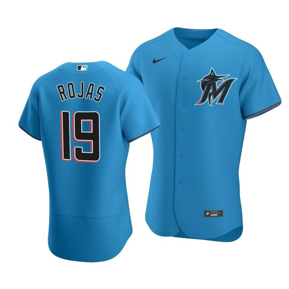 Men's Miami Marlins #19 Miguel Rojas Nike Blue Alternate 2020 Authentic Team MLB Jersey