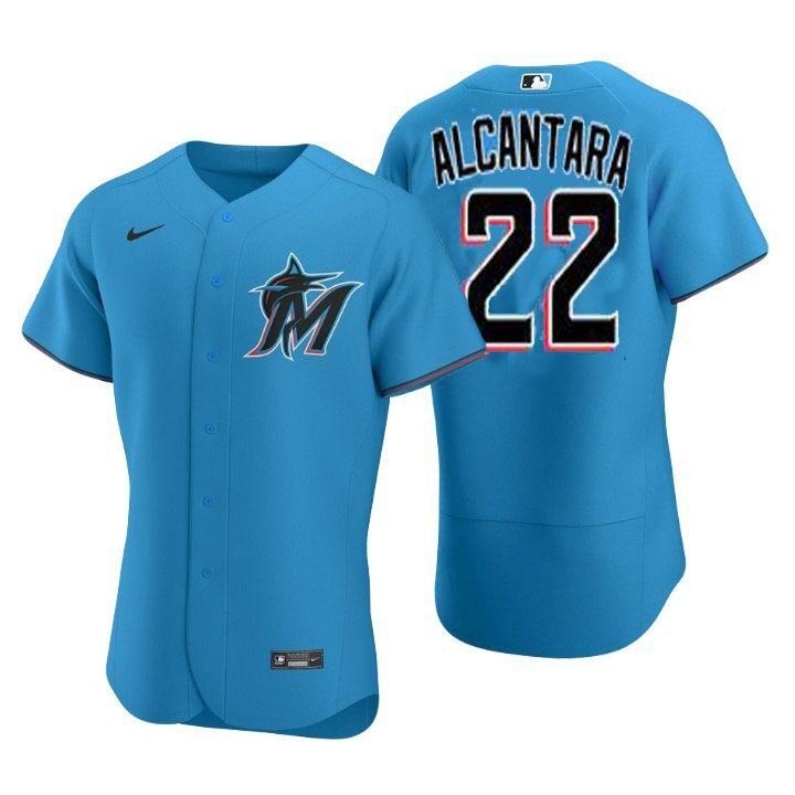 Men's Miami Marlins #22 Sandy Alcantara Nike Blue Alternate 2020 Authentic Team MLB Jersey