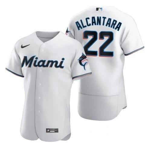 Men's Miami Marlins #22 Sandy Alcantara Nike White Home 2020 Authentic Player MLB Jersey