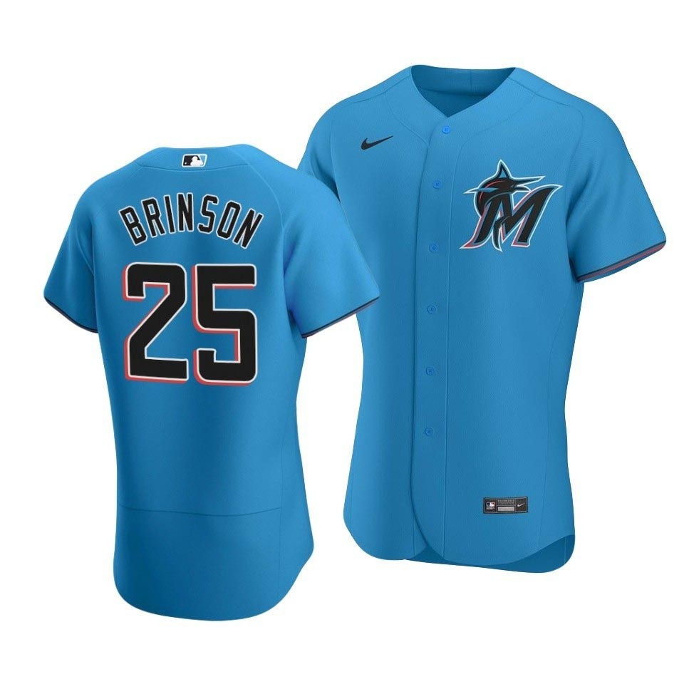 Men's Miami Marlins #25 Lewis Brinson Nike Blue Alternate 2020 Authentic Team MLB Jersey