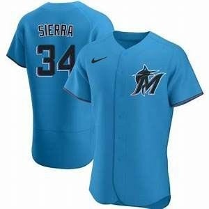 Men's Miami Marlins #34 Magneuris Sierra Nike Blue Alternate 2020 Authentic Team MLB Jersey