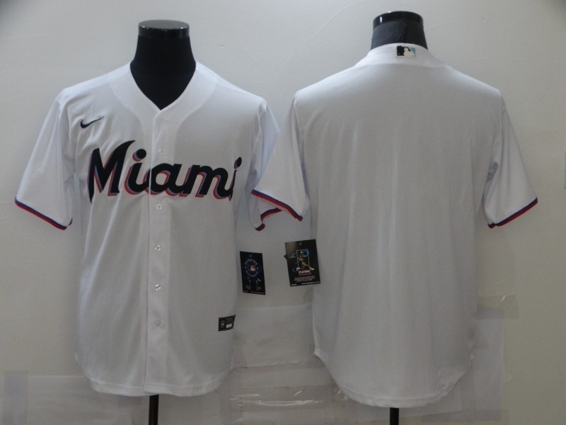 Nike Men's Miami Marlins white Blank Cool base Jersey