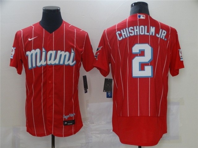 Miami Marlins #2 Jazz Chisholm Jr. Red 2021 City Connect Flex Base Jersey