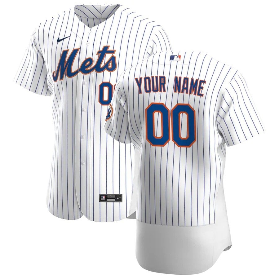 Men's New York Mets Custom Nike White Home 2020 Authentic Flexbase MLB Jersey(Name and number remark in comment column)