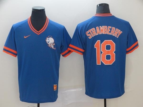 MLB New York Mets #18 Darryl Strawberry Blue Nike Throwback Jersey