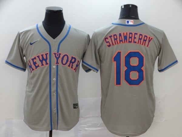 MLB New York Mets #18 Darryl Strawberry Grey 2020 Nike Cool Base Jersey