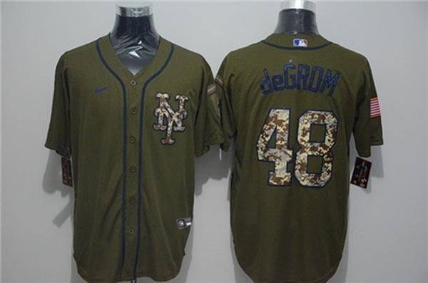 MLB New York Mets #48 Jacob DeGrom Olive 2020 Nike Cool Base Jersey