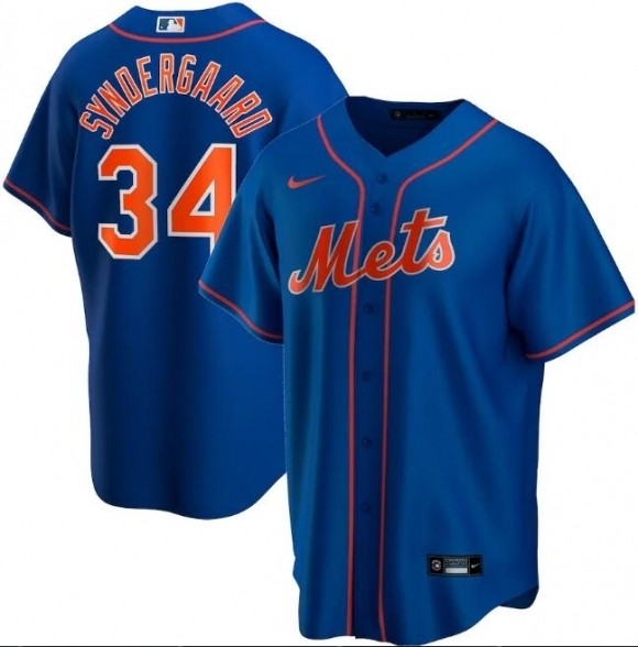 Men's New York Mets #34 Noah Syndergaard Nike Royal Alternate 2020 Coolbase Jersey