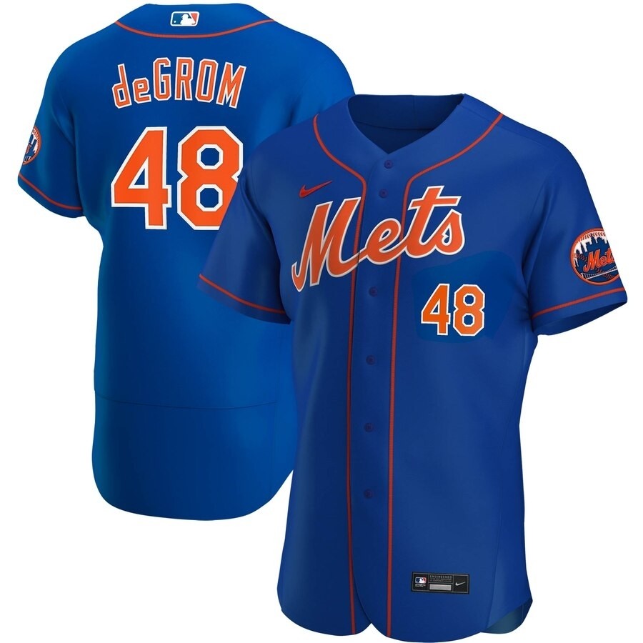 Men's New York Mets #48 Jacob deGrom Nike Royal Alternate 2020 Authentic Player MLB Jersey