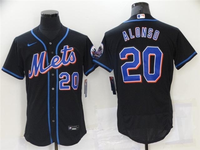 New York Mets #20 Pete Alonso Black Flex Base Jersey