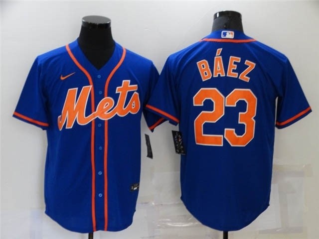 New York Mets #23 Javier Baez Royal-Orange Cool Base Jersey