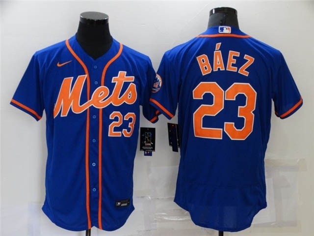 New York Mets #23 Javier Baez Royal-Orange Flex Base Jersey