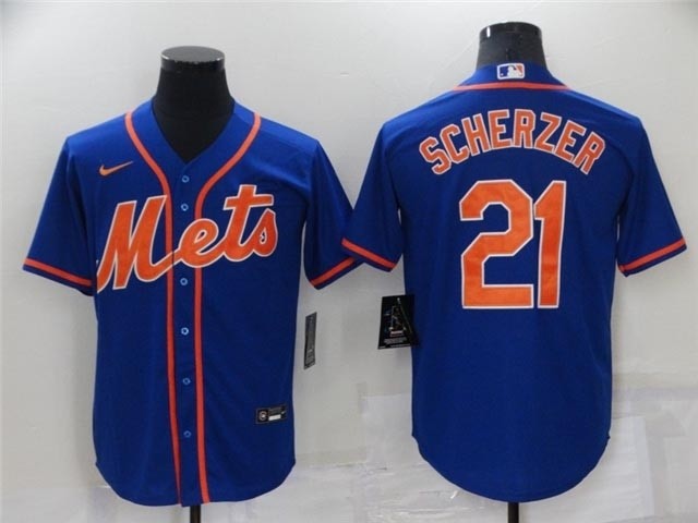 New York Mets #21 Max Scherzer Royal-Orange Cool Base Jersey