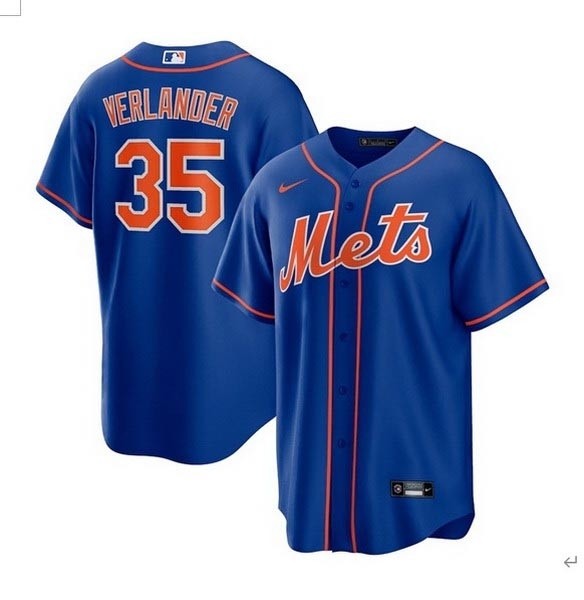 Men's New York Mets #35 Justin Verlander Royal Cool Base Stitched Baseball Jersey