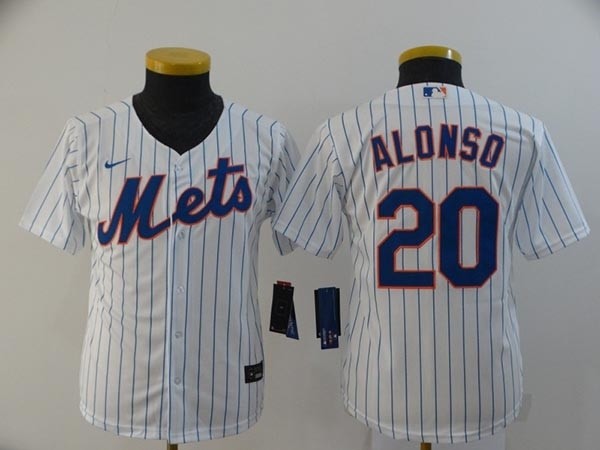 Youth New York Mets #20 Pete Alonso White 2020 Nike Cool Base Jersey