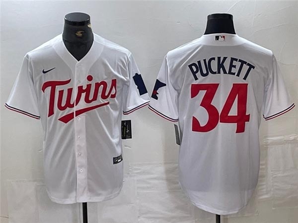 Men's Minnesota Twins #34 Kirby Puckett White Cool Base Jersey