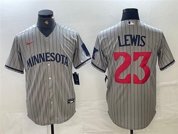 Men's Minnesota Twins #23 Royce Lewis Gray Pinstripe Limited Jersey