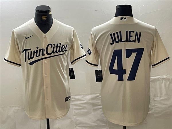 Men's Minnesota Twins #47 Edouard Julien Alternate Cream Limited Jersey