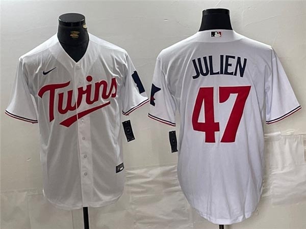 Men's Minnesota Twins #47 Edouard Julien White Limited Jersey