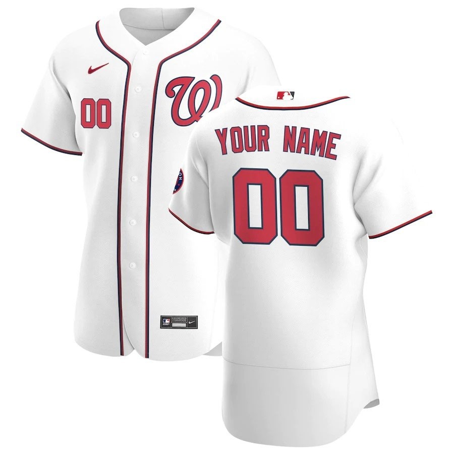 Men's Washington Nationals Custom Nike White Home 2020 Authentic Flexbase MLB Jersey(Name and number remark in comment column)