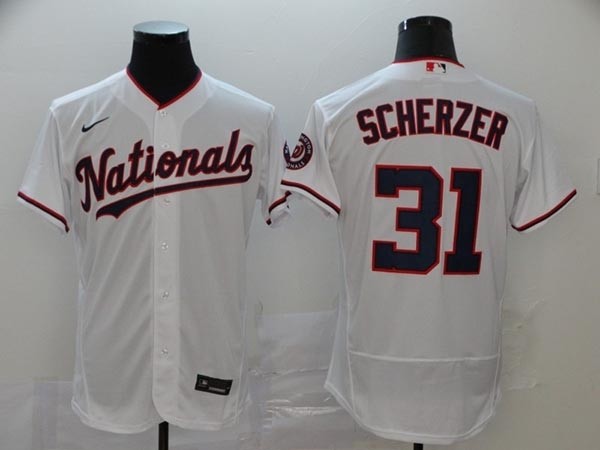 MLB Washington Nationals #31 Max Scherzer White Nike 2020 Flexbase Jersey