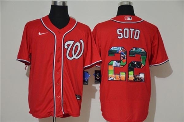 MLB Washington Nationals #22 Juan Soto Red Nike Cool Base Player Jersey