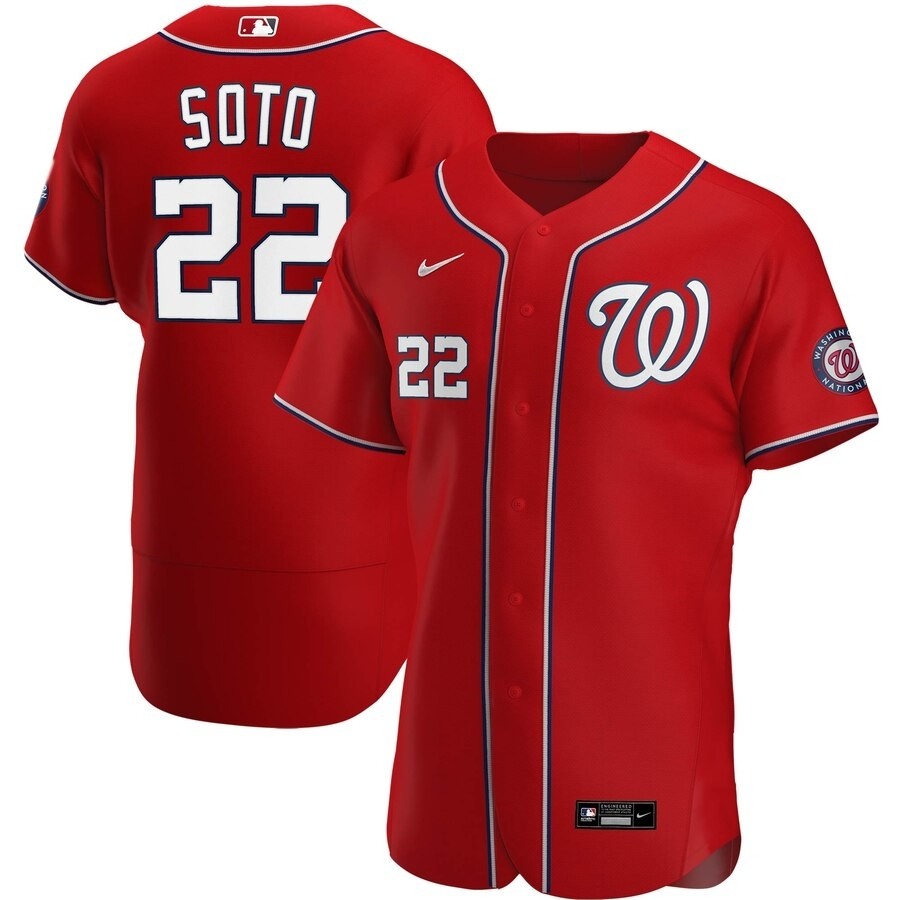 Men's Washington Nationals #22 Juan Soto Nike Red Alternate 2020 Authentic Player MLB Jersey