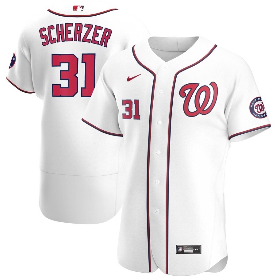 Men's Washington Nationals #31 Max Scherzer Nike White Home 2020 Authentic Player MLB Jersey