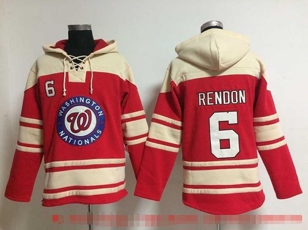 MLB Washington Nationals #6 Anthony Rendon Red All Stitched Hooded Sweatshirt