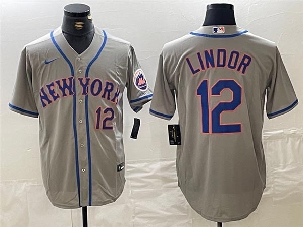 Men's New York Mets #12 Francisco Lindor Gray Limited Jersey