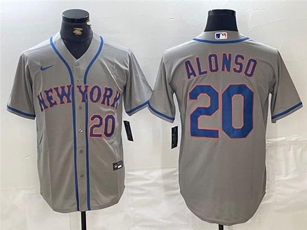 Men's New York Mets #20 Pete Alonso Gray Limited Jersey