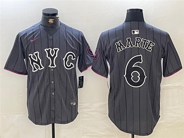 Men's New York Mets #6 Starling Marte Graphite 2024 City Connect Limited Jersey