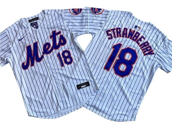 Men's New York Mets #18 Darryl Strawberry White Cool Base Jersey