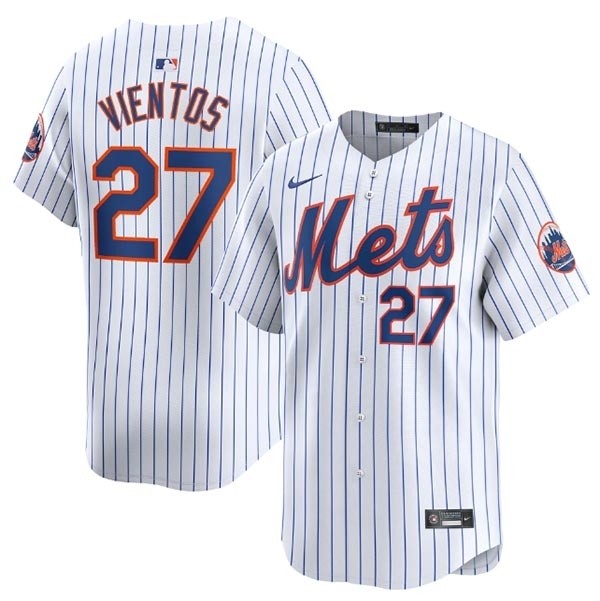 Men's New York Mets #27 Mark Vientos White stripe Cool Base Jersey