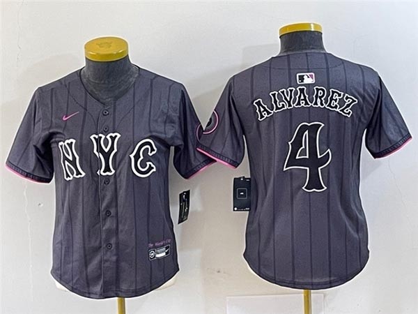 Women's New York Mets #4 Francisco Alvarez Graphite 2024 City Connect Limited Jersey