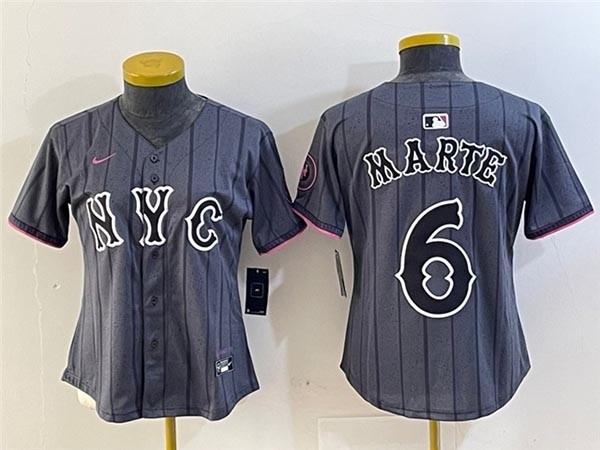 Women's New York Mets #6 Starling Marte Graphite 2024 City Connect Limited Jersey